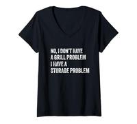Mujer No, no Tengo Problemas con la Parrilla, BBQ Grilling Pit Master Camiseta Cuello V