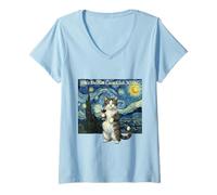 Mujer No Nos Importa Club Van Gogh Funny Cat WDNC Camiseta Cuello V