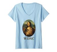 Mujer No Nos Importa Mona Lisa Menopausia Gato WDNC Camiseta Cuello V