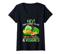 Mujer No Olvides Comer Tus Frutas y Verduras Regalo Camiseta Cuello V