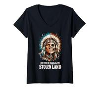 Mujer No One is Illegal on Stolen Land - Native American Roots Camiseta Cuello V