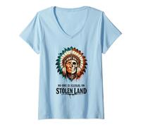 Mujer No One is Illegal on Stolen Land - Native American Roots Camiseta Cuello V