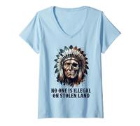 Mujer No One is Illegal on Stolen Land - Native American Roots Camiseta Cuello V