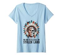 Mujer No One is Illegal on Stolen Land - Native American Roots Camiseta Cuello V