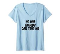 Mujer No One Nobody Can Stop Me (Negro) Binnie Bias Karma Design Camiseta Cuello V