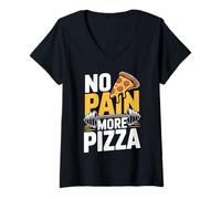 Mujer No Pain More Pizza Fitness - Diseño con Texto en alemán Camiseta Cuello V