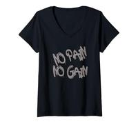 Mujer No Pain No Gain - Bold Orange Graffiti Style Camiseta Cuello V