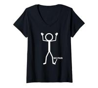 Mujer No Pain Only At Little Toe Stick Figure Funny Envejecimiento Humor Camiseta Cuello V
