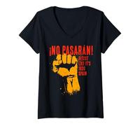 Mujer No Pasarán Antifascista Resist 2026 Español Camiseta Cuello V