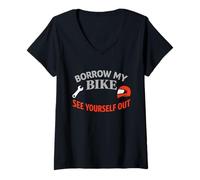 Mujer No pidas Montar en mi Motocicleta en Bicicleta Prestando Humor Camiseta Cuello V