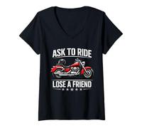 Mujer No pidas Montar en mi Motocicleta en Bicicleta Prestando Humor Camiseta Cuello V