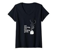 Mujer No prosperar, solo fumar suavemente: humor agotado Camiseta Cuello V