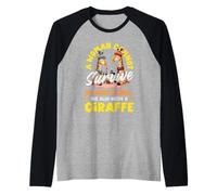 Mujer No Puede Sobrevivir Solo con Vino Necesita Una Jirafa Camiseta Manga Raglan