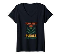 Mujer No puedes complacer a todos Arte motivacional del cardo Camiseta Cuello V