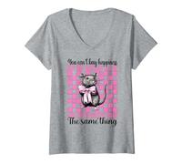 Mujer No puedes comprar la felicidad, pero puedes comprar una rata niña mamá ratón Camiseta Cuello V
