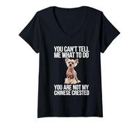 Mujer No puedes decirme qué hacer con cresta china Camiseta Cuello V