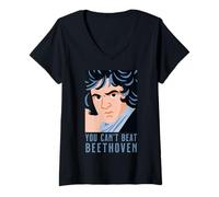 Mujer No Puedes vencer a Beethoven Camiseta Cuello V
