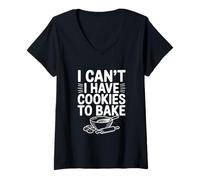 Mujer No Puedo Comer Galletas para Hornear Fun Baking Lover Camiseta Cuello V