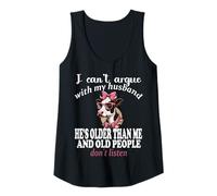 Mujer No puedo discutir con mi esposo que es mayor que yo - Wife Cow Camiseta sin Mangas