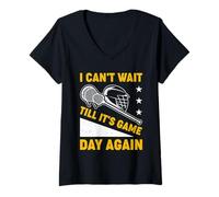 Mujer No Puedo Esperar hasta Que es el día del Juego Lacrosse Camiseta Cuello V