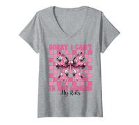 Mujer No puedo, estoy ocupado abrazando a mis ratas, divertida rata, niña, mamá, ratón Camiseta Cuello V