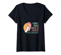 Mujer No Puedo Golpear el estrés, así Que me convertí en reflexólogo Reflexología Camiseta Cuello V