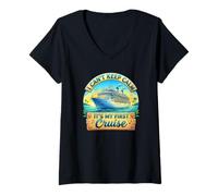 Mujer No Puedo Mantener la Calma Es mi Primer Crucero Camiseta Cuello V