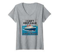 Mujer No Puedo Mantener la Calma Es mi Primer Crucero Camiseta Cuello V