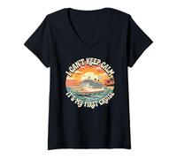 Mujer No Puedo Mantener la Calma Es mi Primer Crucero Camiseta Cuello V