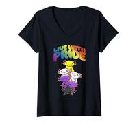 Mujer No Puedo Ocultar Mi Orgullo: Axolotl No Binario Y Enby Camiseta Cuello V