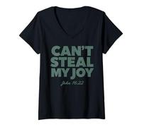 Mujer No Puedo Robar mi alegría Juan 16:22 Biblia Religiosa Cristiana Dios Camiseta Cuello V