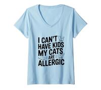 Mujer No Puedo Tener Hijos, mis Gatos Son alérgicos, Divertido Amante de los Gatos Camiseta Cuello V