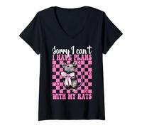 Mujer No puedo tener planes con mis ratas, graciosa rata, niña, mamá y ratón Camiseta Cuello V