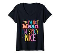 Mujer No quiero decir que sea picante Buena cita Camiseta Cuello V