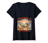 Mujer No Quiero IR a Donde la Gente Vaya Divertidas Vacaciones introvertidas Camiseta Cuello V