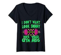 Mujer No quiero parecer flaco patear tu culo de gimnasio Funny Camiseta Cuello V
