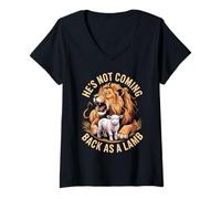 Mujer No regresará como un león de Cordero de Judá Camiseta Cuello V