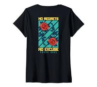 Mujer No Regrets Rose Backprint - Aesthetic Edgy Streetwear Camiseta Cuello V