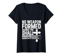 Mujer No se formó ningún Arma contra ti Isaías 54 17 Biblia Cristiano Camiseta Cuello V
