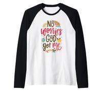 Mujer No se Preocupa Dios me consiguió Hippie Christian Religion Jesus Camiseta Manga Raglan
