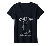 Mujer No se Puede Hacer Senderismo Hoy en día, Stickman Kicks Puede Camiseta Cuello V