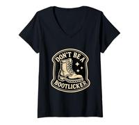 Mujer No Seas Bootlicker Resistir Autoritarismo Político Rebelde Camiseta Cuello V
