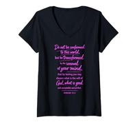 Mujer No Seas conformado Sé transformado Verso bíblico Romanos 12:2 Camiseta Cuello V
