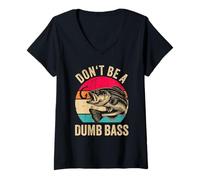 Mujer No Seas un Tonto, Divertido, Pescador, Pescador, Dicho Camiseta Cuello V