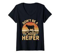 Mujer No Seas una novilla Salada, Bonito diseño de Vaca para Amantes de los Animales Camiseta Cuello V