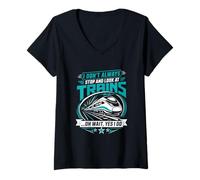 Mujer No Siempre Me Detengo A Mirar Trenes Sí Lo Hago Camiseta Cuello V