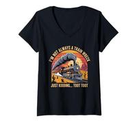Mujer No siempre soy un accidente de tren, solo bromeo Toot Chaotic Meme Camiseta Cuello V