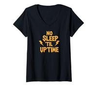 Mujer No Sleep Til Uptime Sysadmin IT Programmer Tech Humor Camiseta Cuello V