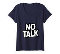 Mujer No Small Talk Zone - Frase Divertida para Introvertidos Camiseta Cuello V