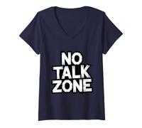 Mujer No Small Talk Zone - Frase Divertida para Introvertidos Camiseta Cuello V